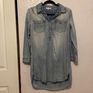 JustFab | Light Denim Long Sleeve T-Shirt Dress